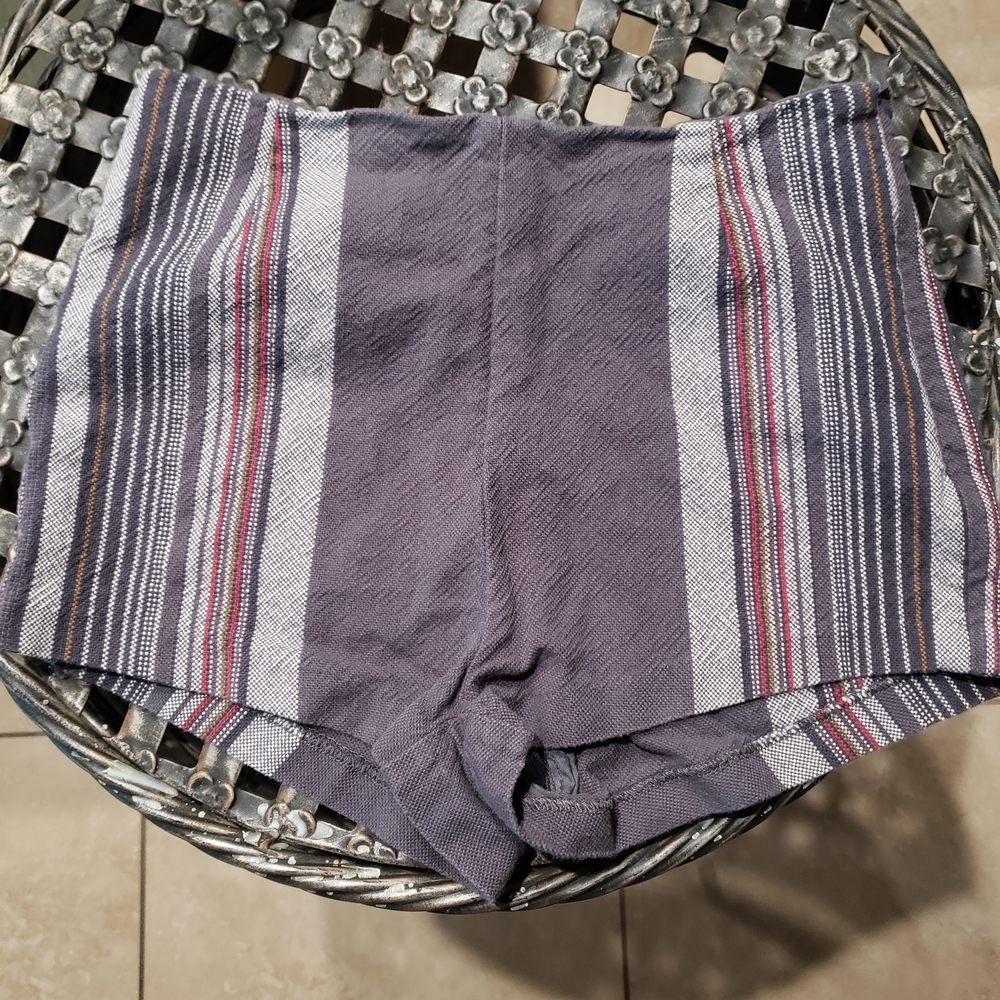 Free People High Waist Neuman Striped Shorts - Gray and Red sz 2